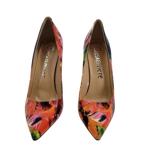 Castamere Bright Colorful Fun Abstract Floral Patent Leather Stiletto Heels Sz 9 - Picture 3 of 10